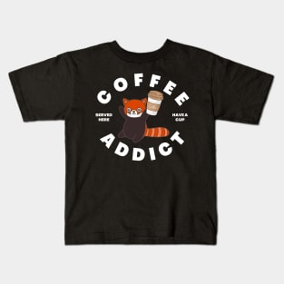 Kawaii red panda Coffee Addict Cute and Cuddly Redpanda Art Kids T-Shirt